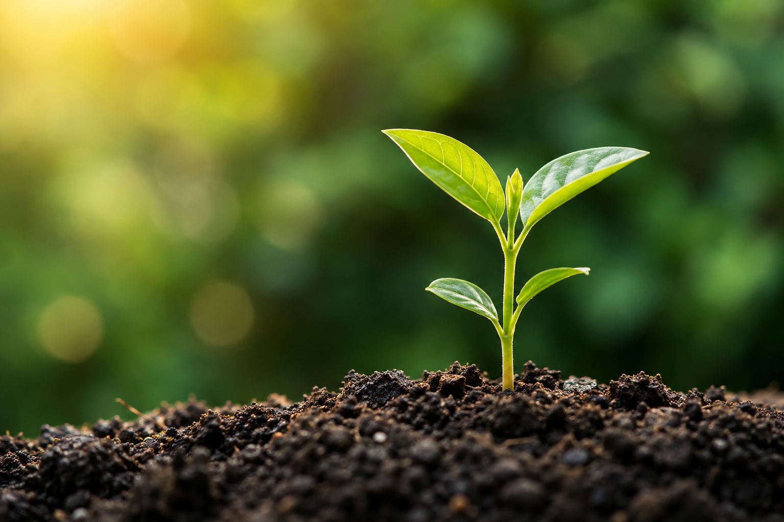A young plant growing from soil